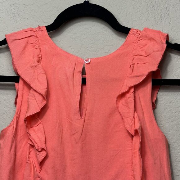NEW Peek Coral Sleeveless Drop Waist Dress Girl's Size 8 Lined Ruffle Eyelet - Picture 10 of 15